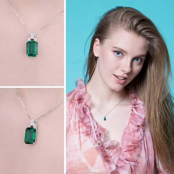 💚 6ctw Nano Russian Emerald Necklace 💋 - Picture 3 of 6